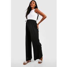 boohoo Womens Maternity Linen Look Drawstring Trousers Black