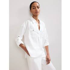 Phase Eight Shirts Phase Eight Arla Linen Pocket Shirt With Versatility - White