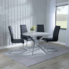 Marble Dining Sets Ravenna Grey Glass Chrome Metal Dining Set