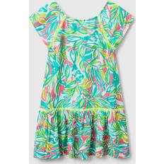 S Dresses United Colors of Benetton Short Sleeve Leaf Print Crochet Dress - Multicolor