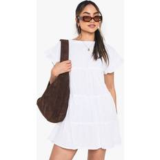 Short Sleeves Jumpsuits & Overalls boohoo Womens Embroidered Smock Playsuit - White