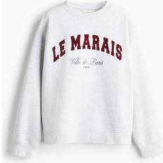 Round Jumpers H&M Le Marais Text-Motif Sweatshirt - Light Grey