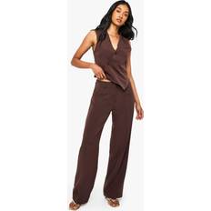 Boohoo Slim Trousers boohoo Woven Tailored Slim Straight Leg Trouser - Brown