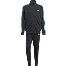 adidas Herren Sportanzug Basic 3-Stripes - Black/LTAQUA