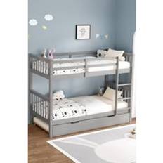 210cm Bunk Beds SlumberWorx Oliver Grey Wooden with Trundle Bunk Bed