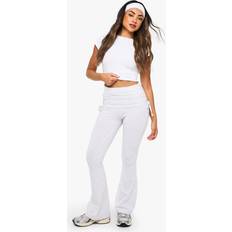 Women Leggings on sale boohoo Basics Fold Over Waist Flare Legging - Grey