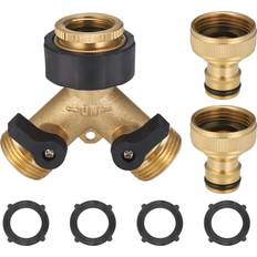 Brass Hose Connector 2 Way With 2 Faucet Adapter