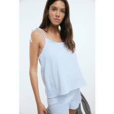 H&M White Light Blue Striped Cotton Muslin Pyjamas Size S