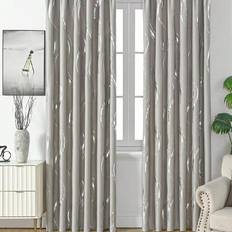 Curtains & Accessories Shein Silver-Gray Light-Blocking Ripple Design Window Curtain