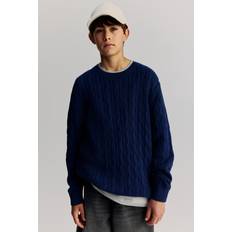 H&M Kabelstickad Bomullströja - Marinblå