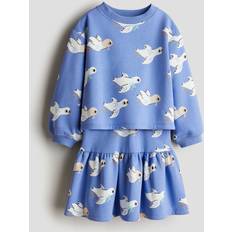 H&M Girls Other Sets H&M Girls 2-Piece Sweatshirt and Skirt Set - Blue/Birds