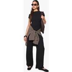 Suits boohoo Textured Cap Sleeve Baby Tee Trouser - Black