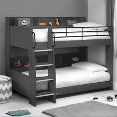 Happy Beds Domino Anthracite Wooden Metal Kids Storage Frame 3ft Bunk Bed