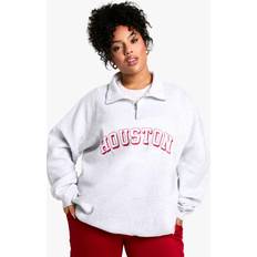 boohoo Plus Houston Oversized Half Zip Sweatshirt - Grey