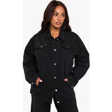 Denim - Women Jackets boohoo Plus Deep Turn Up Cuff Denim Jacket - Black