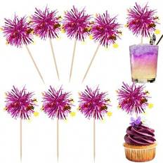 Shein 20Pcs Foil Fireworks Cupcake Toppers Cake Decoration