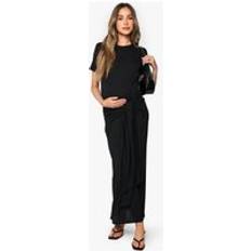 boohoo Womens Maternity Rib Short Sleeve Dress Black