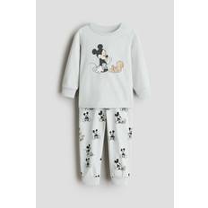 12-18M Night Garments H&M Baby Mouse Printed Cotton Pyjamas - Light Turquoise/Mickey