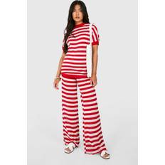 boohoo Womens Maternity Stripe Crochet Beachwear Set Red