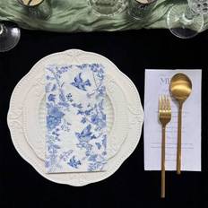 Shein 20pcs Blue Floral Print Dinner Napkins 13x15.7inch
