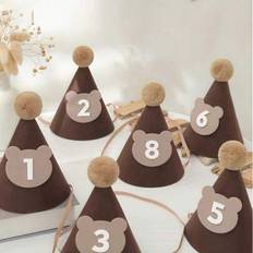 Party Hats Shein 17cm 12cm Brown Bear Shape Birthday Hat