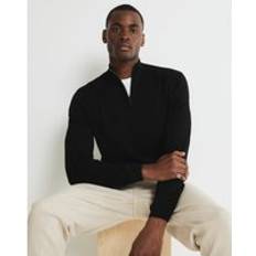 Men Jumpers River Island Slim Fit Half Zip Jumper - Black