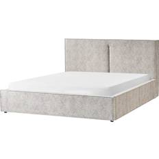 180cm Beds Beliani Super King Size 6ft Knit Velour Frame Bed