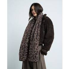 River Island Scarfs River Island Blanket Stitch Leopard Scarf - Brown