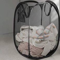 Shein Black Foldable Laundry Hamper,Large Capacity Mesh Basket With Handles & Multi-Pocket