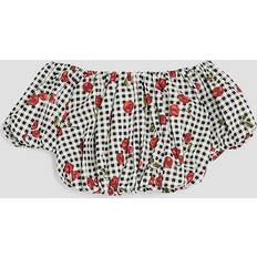 River Island Girls Black Gingham Cherry Bardot Crop Top