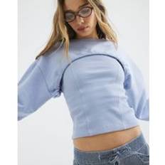 Women Jumpers River Island Womens Blue 2 In 1 Cami Cropped Sweatshirt