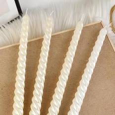 Shein White Taper Candles Set Of 4 8 Hrs Candle