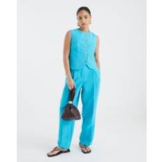 Flare Outerwear River Island Petite High Neck Fitted Waistcoat - Blue