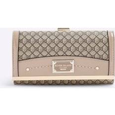 River Island Womens Beige Patent Ri Monogram Panelled Purse