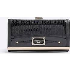 River Island Womens Black Patent Ri Monogram Panelled Purse