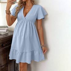 Shein Maternity Knee-Length V-Neck Sleeve Dress