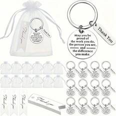 Silver Keychains Shein Keychain Set With Organza Bags Thank You Cards - Perfect For Graduation O