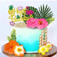 Baking Decorations Shein 13pcs Hawaiian Flower Decorations Cake Decoration