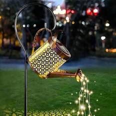 Solar Garden Watering Can With Light String