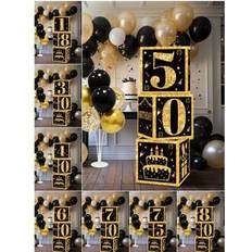 Paper Table Decorations Shein 3Pcs Black Gold Birthday Paper Boxes