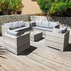 Malta Rattan 8 Seat Corner Set Dove Grey