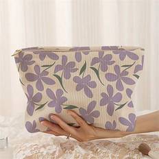 Women Cosmetic Bags Shein Random Pattern Corduroy Makeup Bag Lightweight Zipper