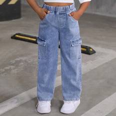 Jeans Trousers Children's Clothing Shein Tween Girl Casual Versatile All-Match Denim Cargo Pants