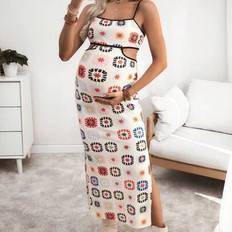 Shein Maternity Floral Print Hollow Out Sleeveless Dress