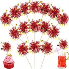 Shein Foil Fireworks Cupcake Toppers 5 10 20 Pcs Cake Decoration