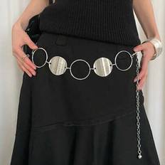 Shein Silver Metal Alloy Personalized Circle Accent Waist Chain