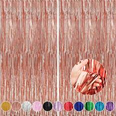 Shein 2 Pieces Rose Gold Foil Tassel Curtains