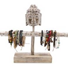 White Jewellery Stands Ancient Wisdom Single Branch Buddha Stand T Bar Jewellery Bracelet - Whitewash