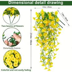 Temu Fake Hanging Flower Plants Yellow Artificial Plant 2pcs