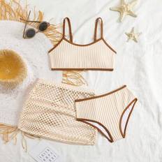 Polyester Bikinis Children's Clothing Shein 3pcs Girls Bikini Set Special Fabric - Summer Beach